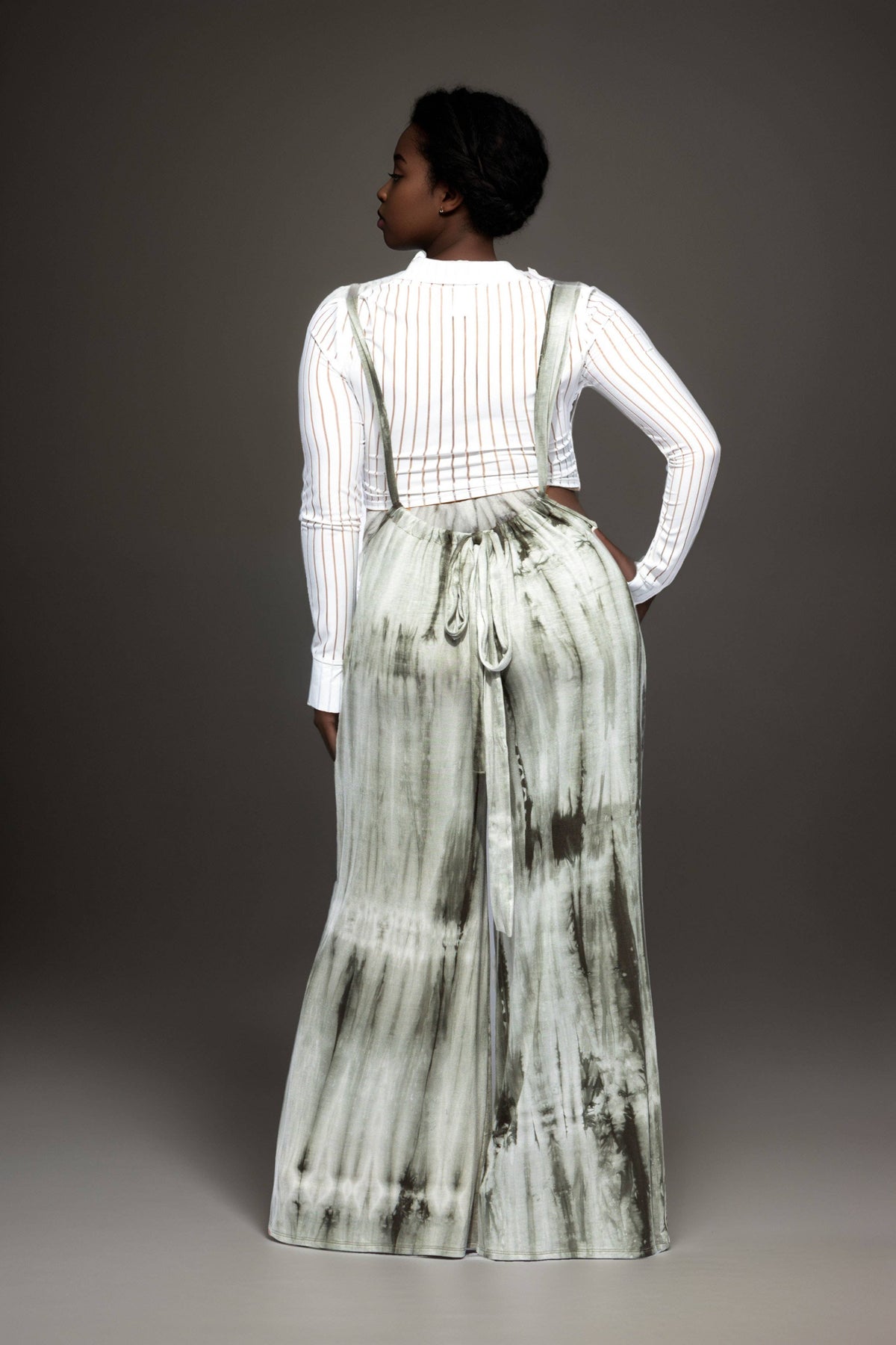 Plus Wide-Leg Tie-Dye Suspender Pants
