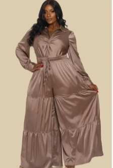 Plus Twist Front Neck Lsv Tired Jumpsuit