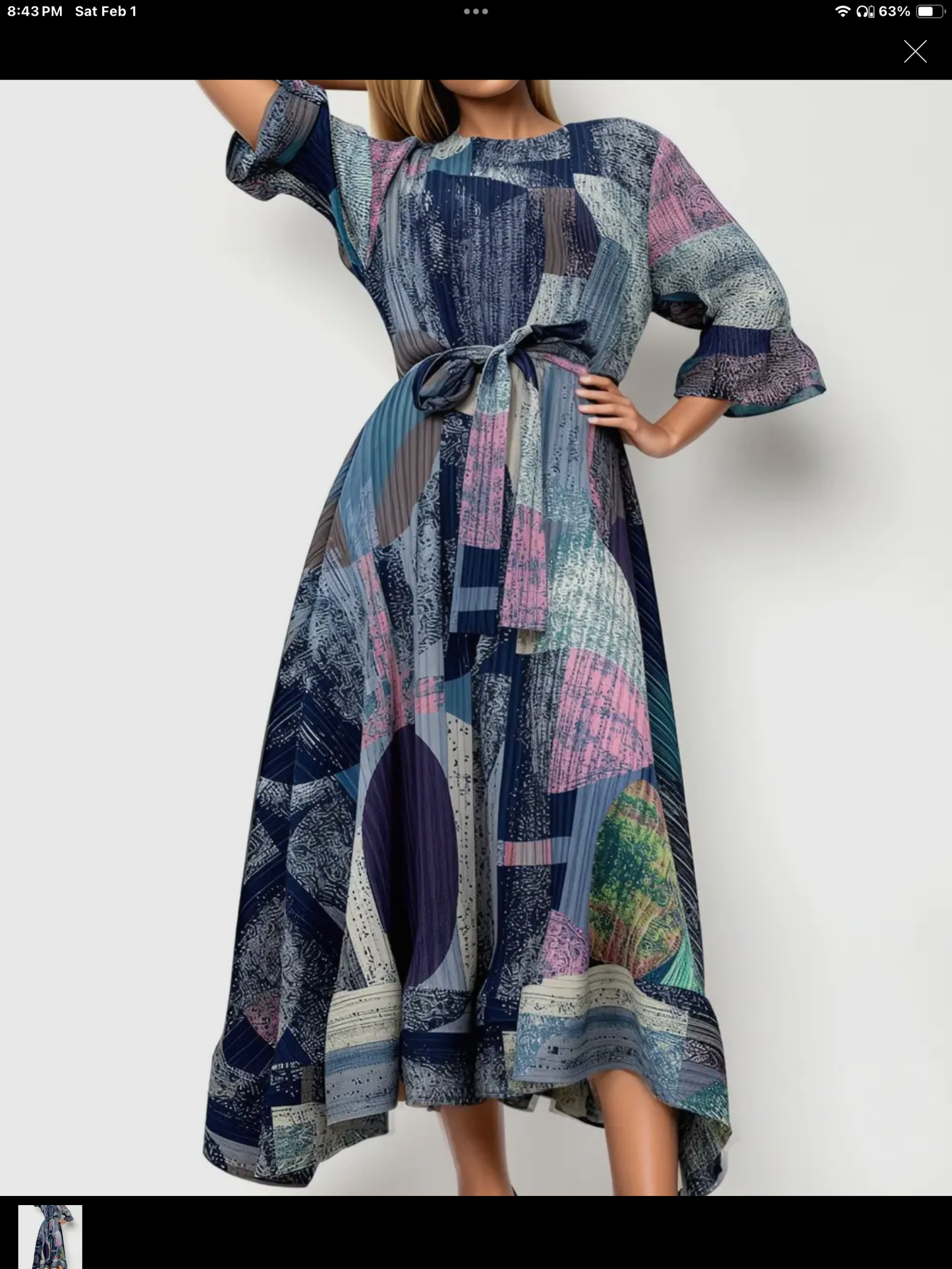 Maxi Multi-colored Crinkle Dress