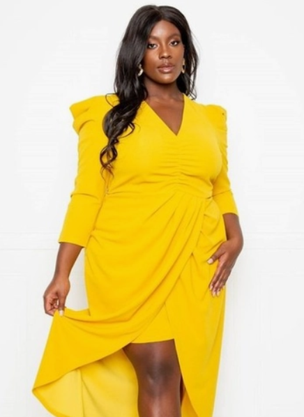 PUFFED SLEEVE TULIP DRESS