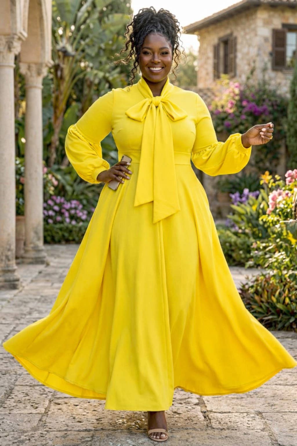 Solid, maxi dress