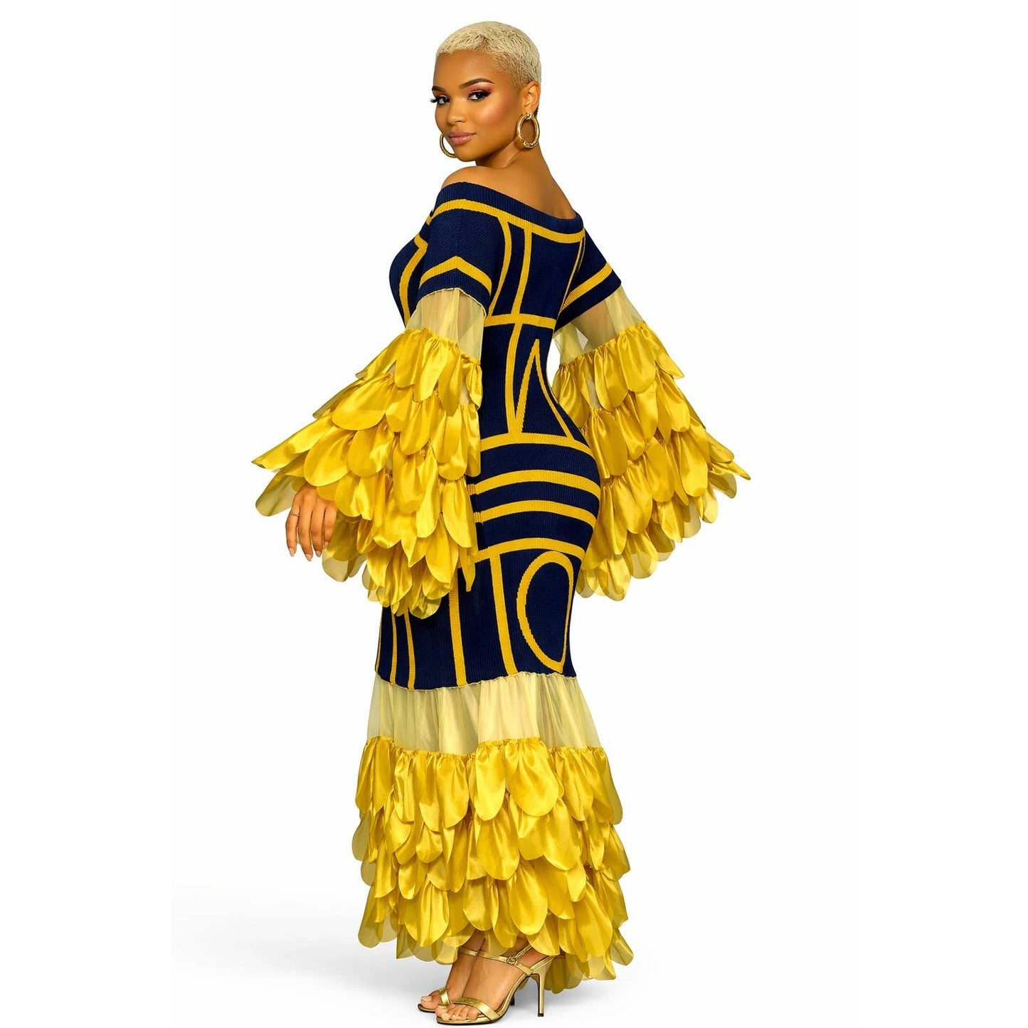 Elegant Statement Ruffles Maxi Dress