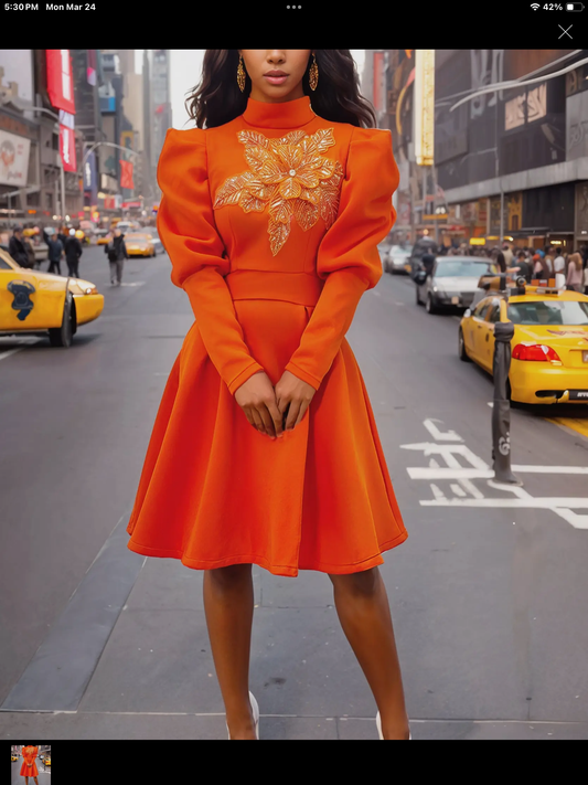 Orange Scuba Dress