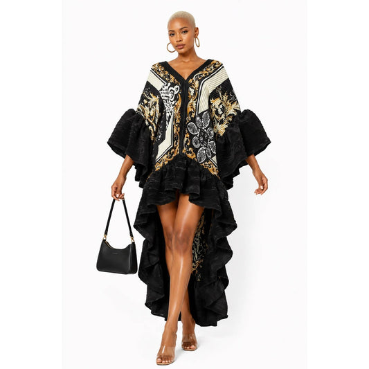 Luxe Pleated Hi-low Kaftan Dress