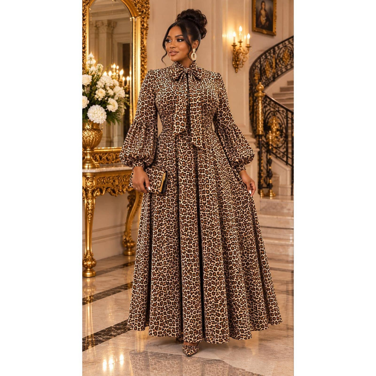 PLUS SIZE ANIMAL PRINT MAXI DRESS