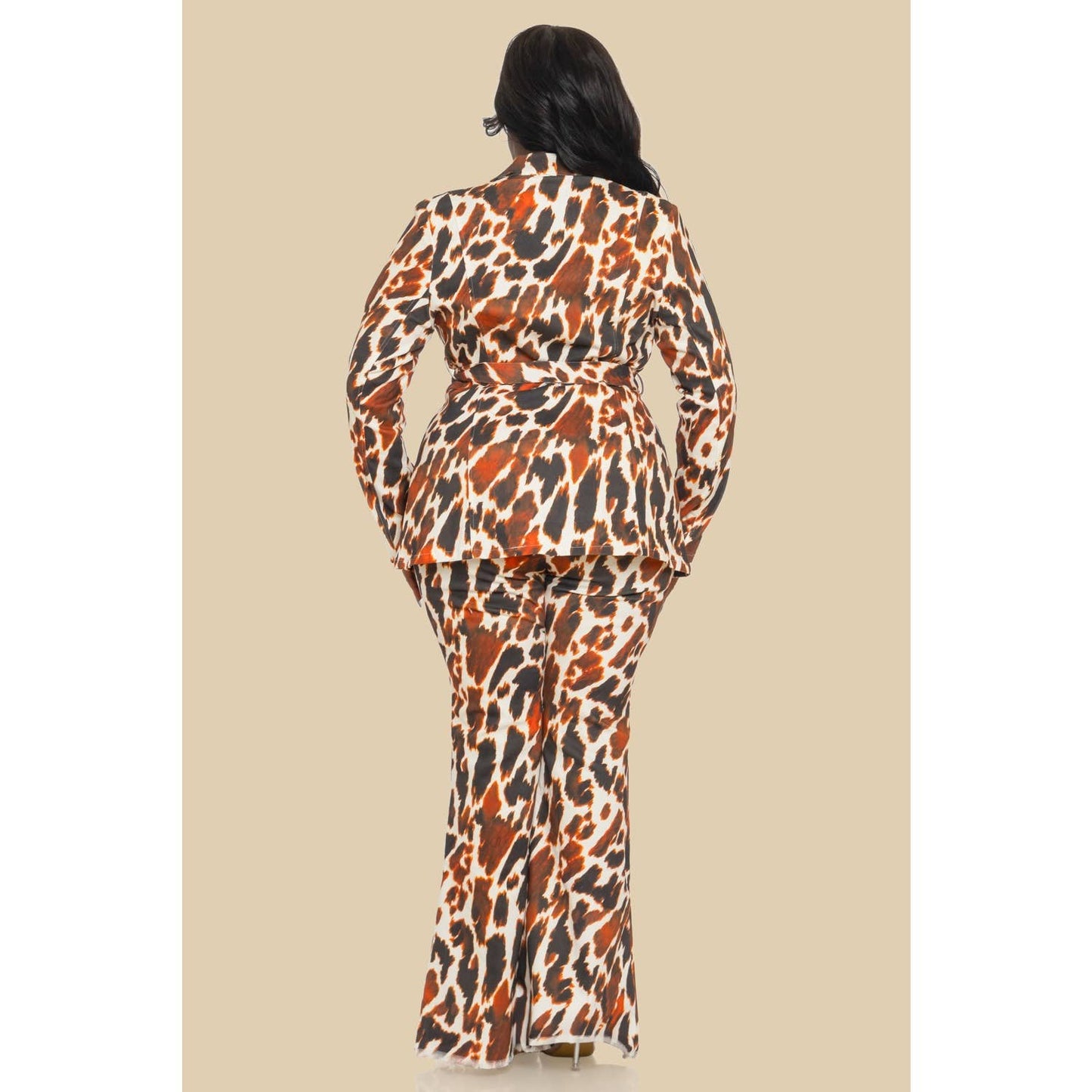 PLUS COW PRINTED DENIM JACKET SET