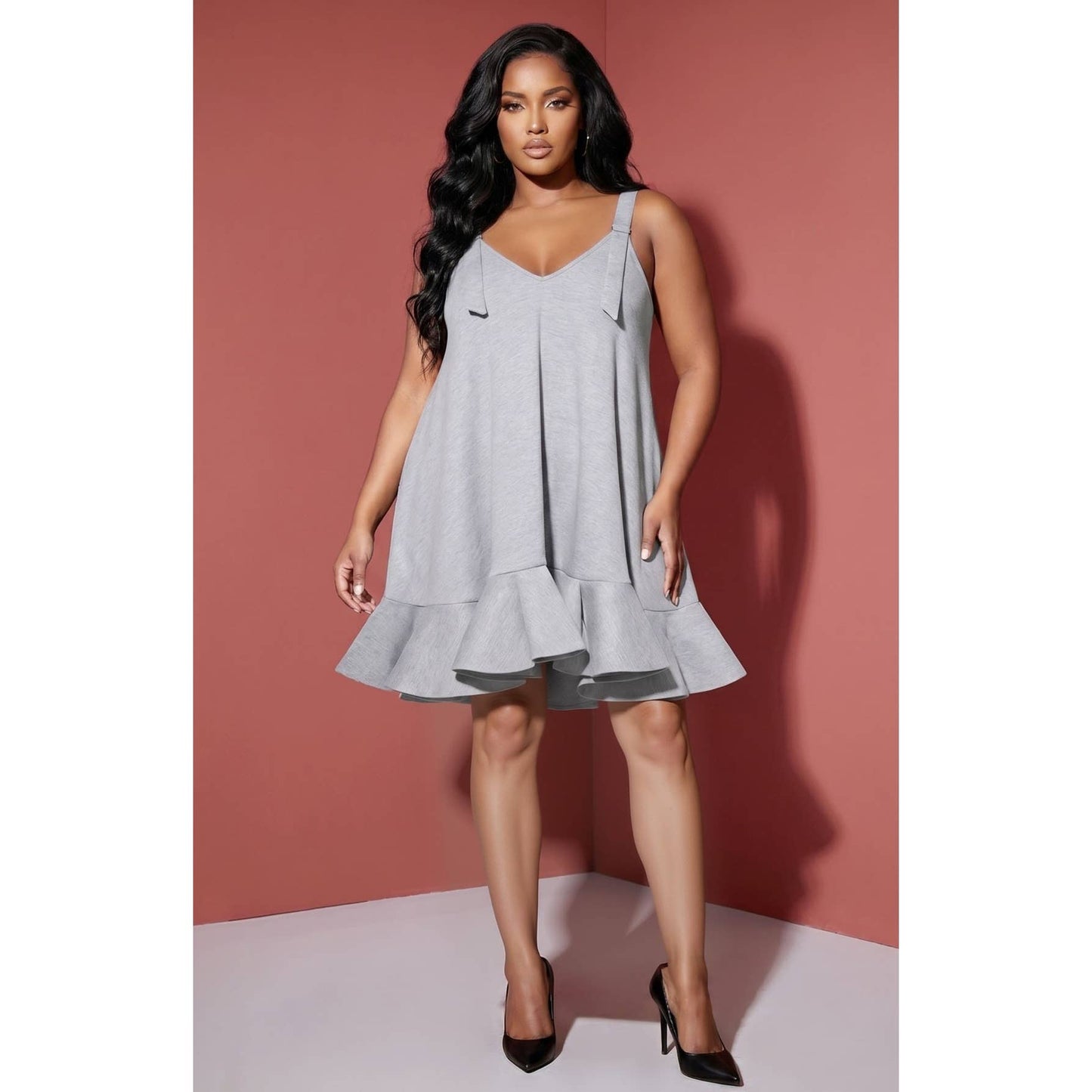 Loose Fit Ruffle Mini Dress