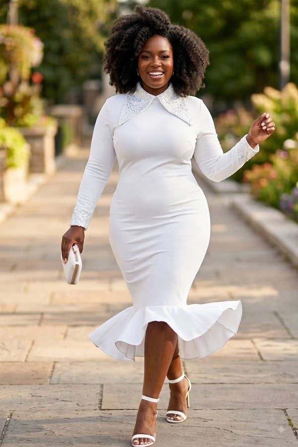 Sequin Trim Mermaid Midi Dress