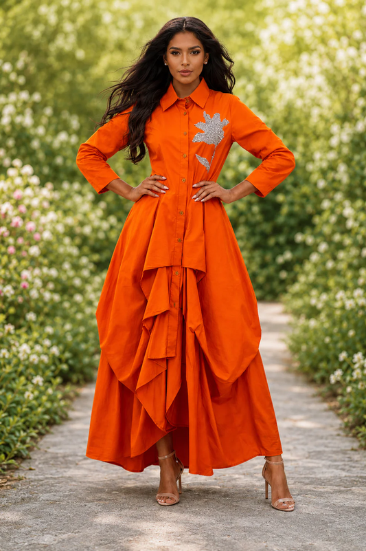 Cascading Shirt Dress