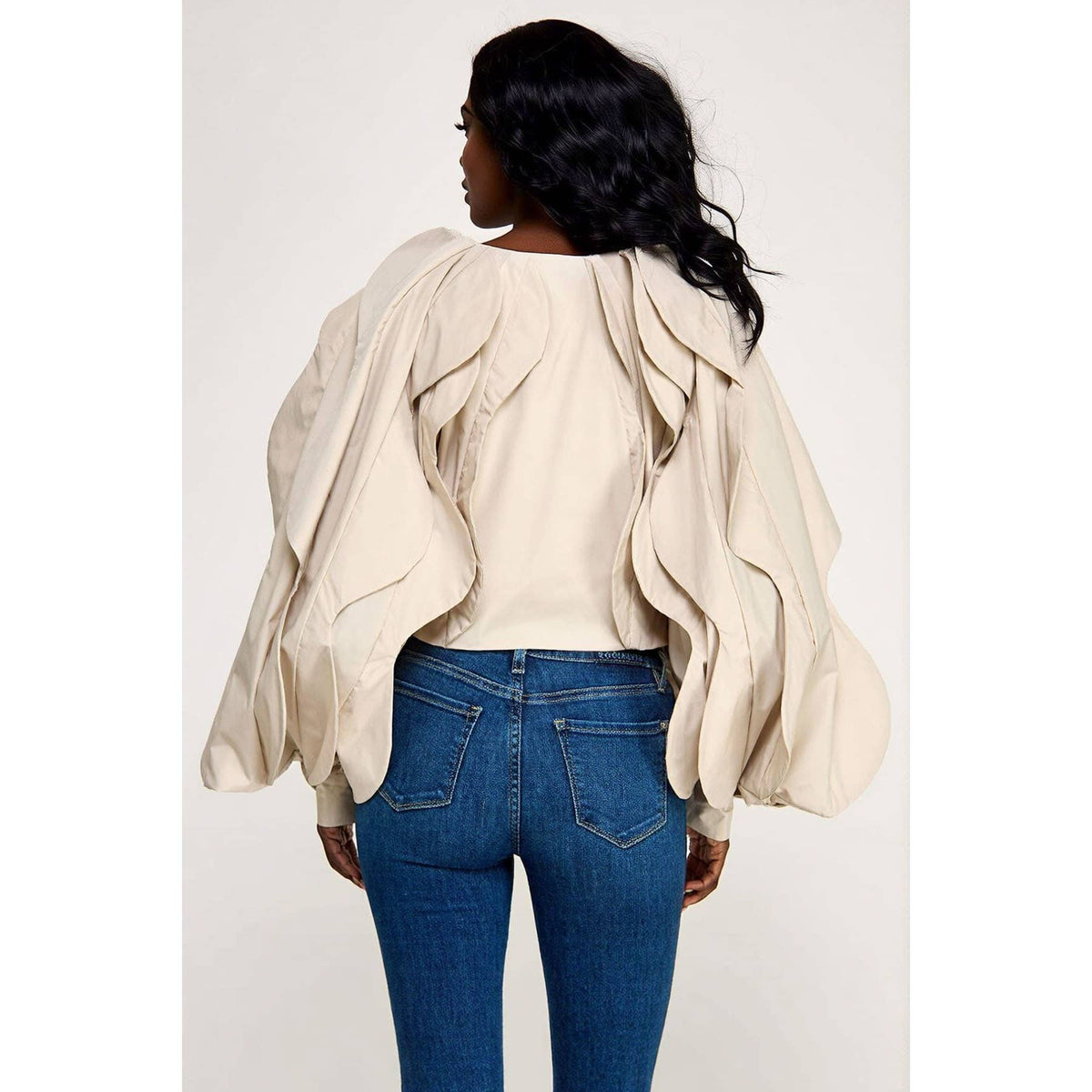 Plus Ruffle Detail Long Sleeve Crop Jacket Top