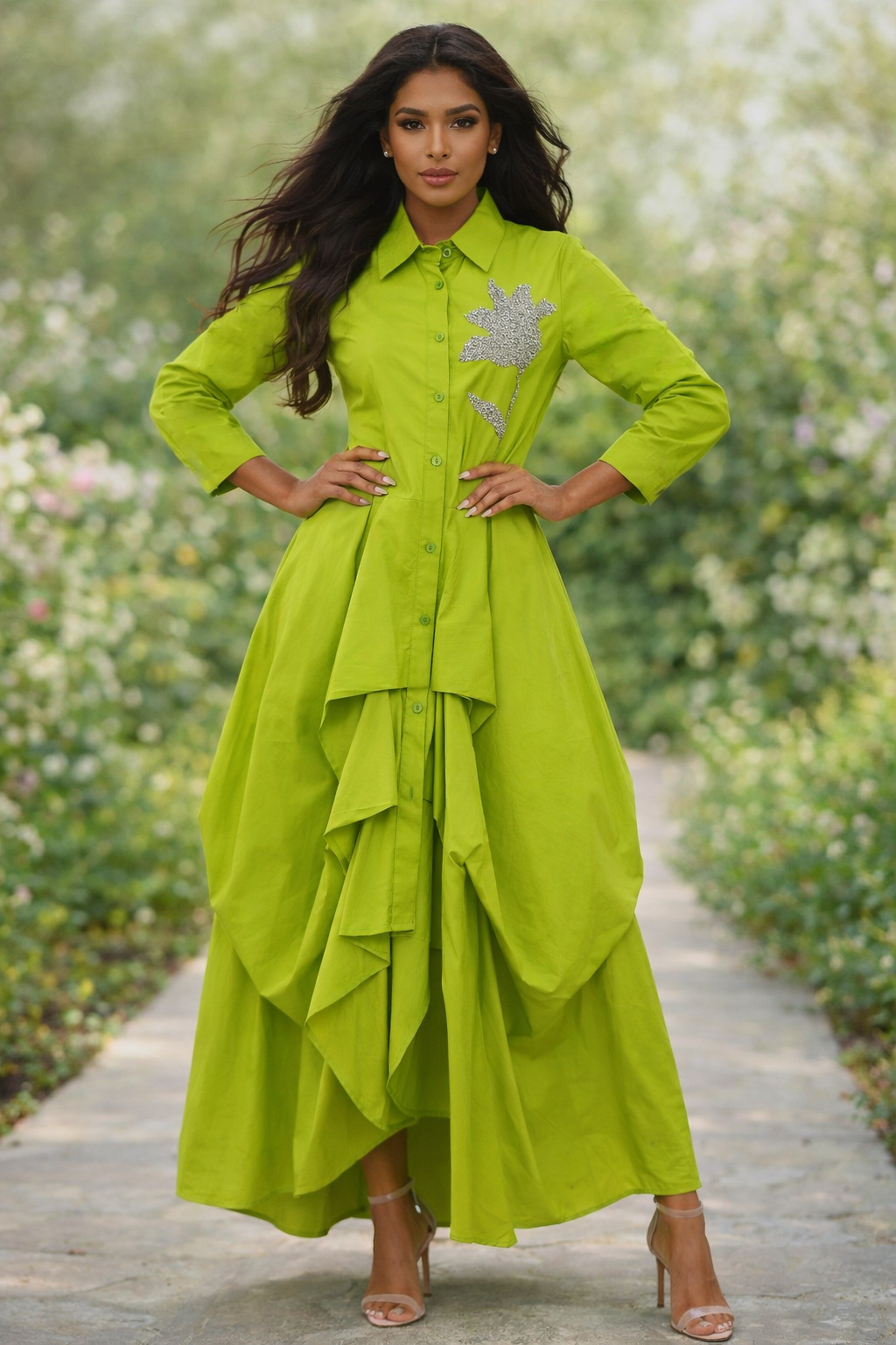 Cascading Shirt Dress