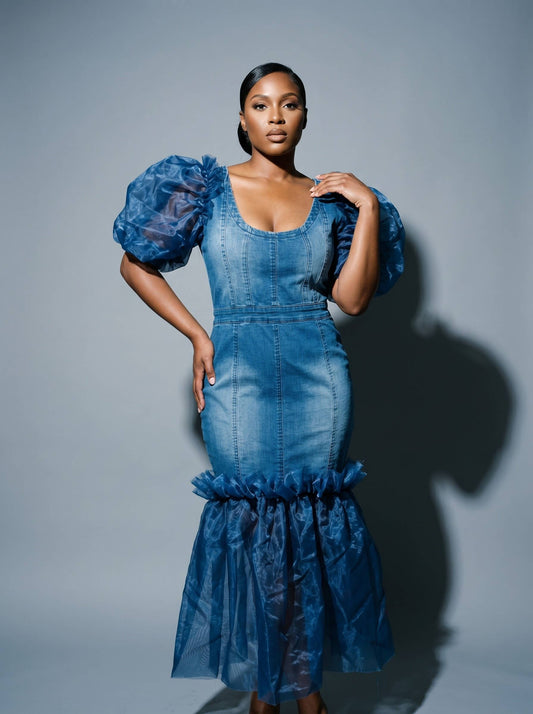 The Mixed-Media Denim Dress