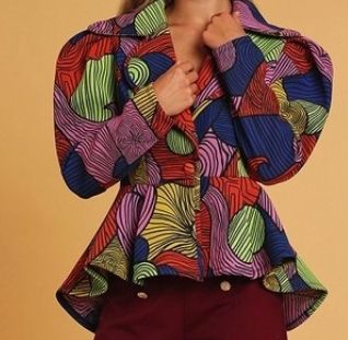 Plus Multi Print Puff Sleeve Jacket