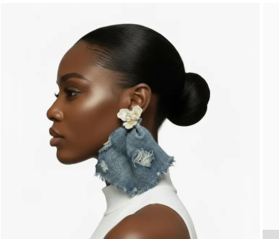 Denim Pearl Earrings