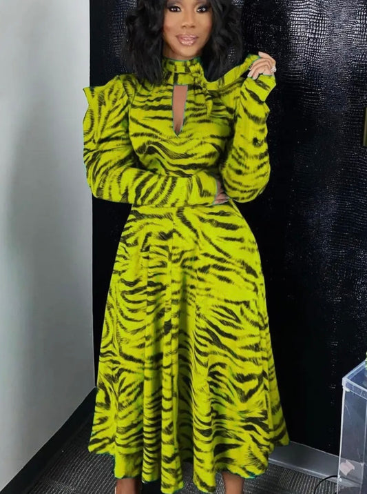 High waist printed  dress