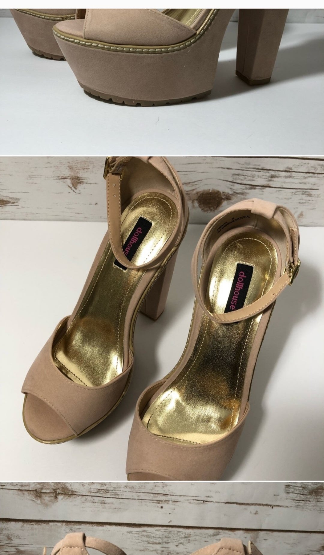 Nude Peep Toe Platform Heel