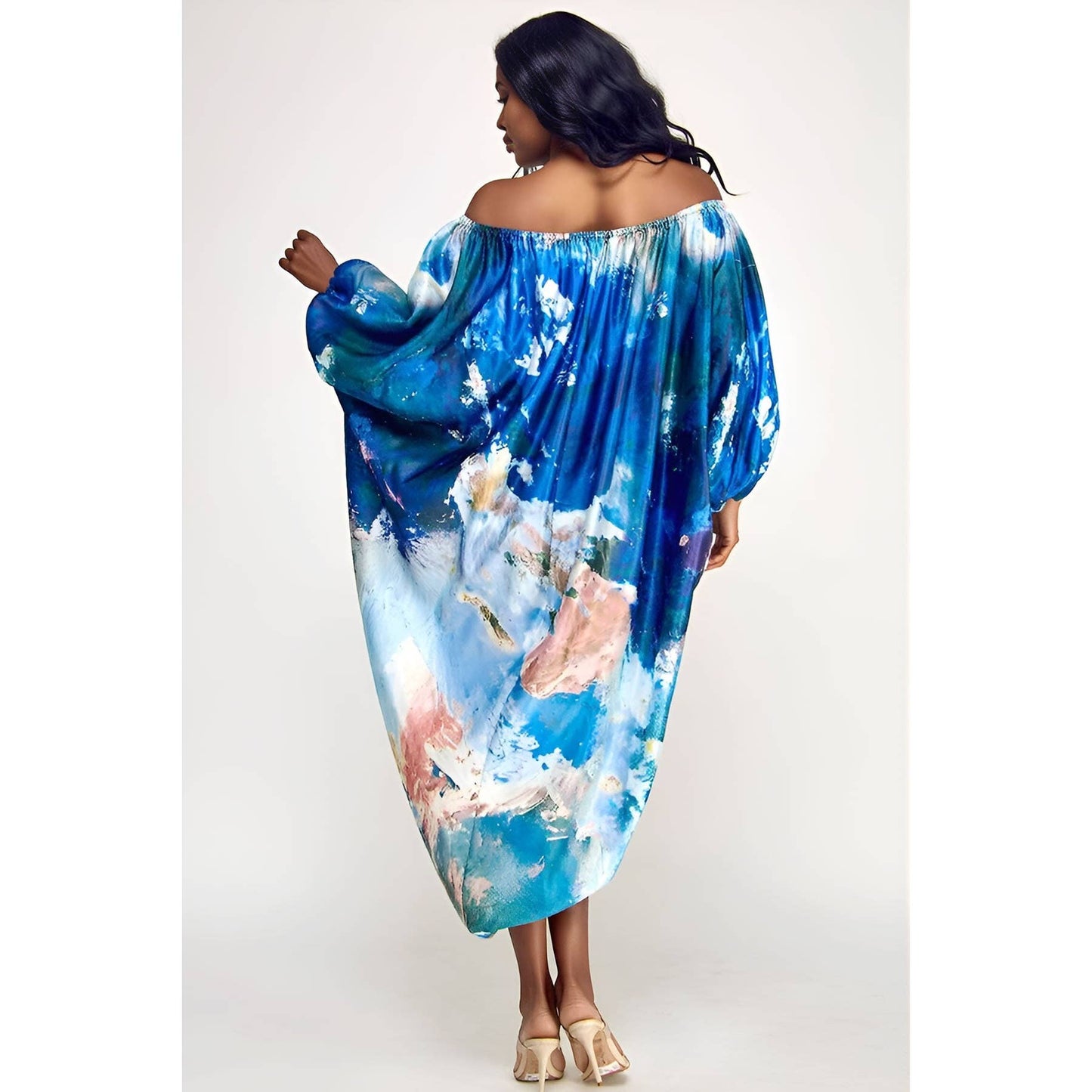 Waist Back Hidden Tie Off Shoulder High Low Satin Top