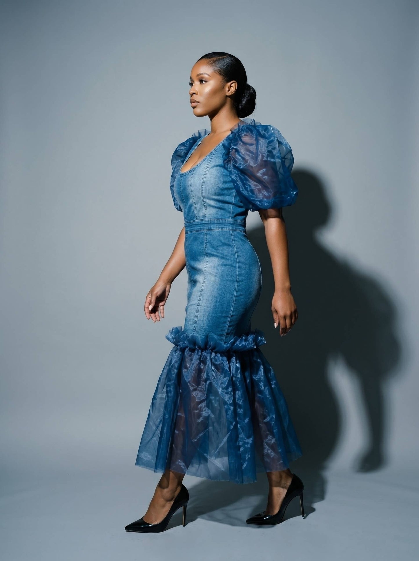 The Mixed-Media Denim Dress