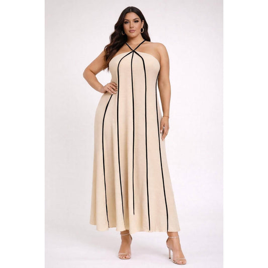PLUS SIZE HALTER NECK MAXI DRESS