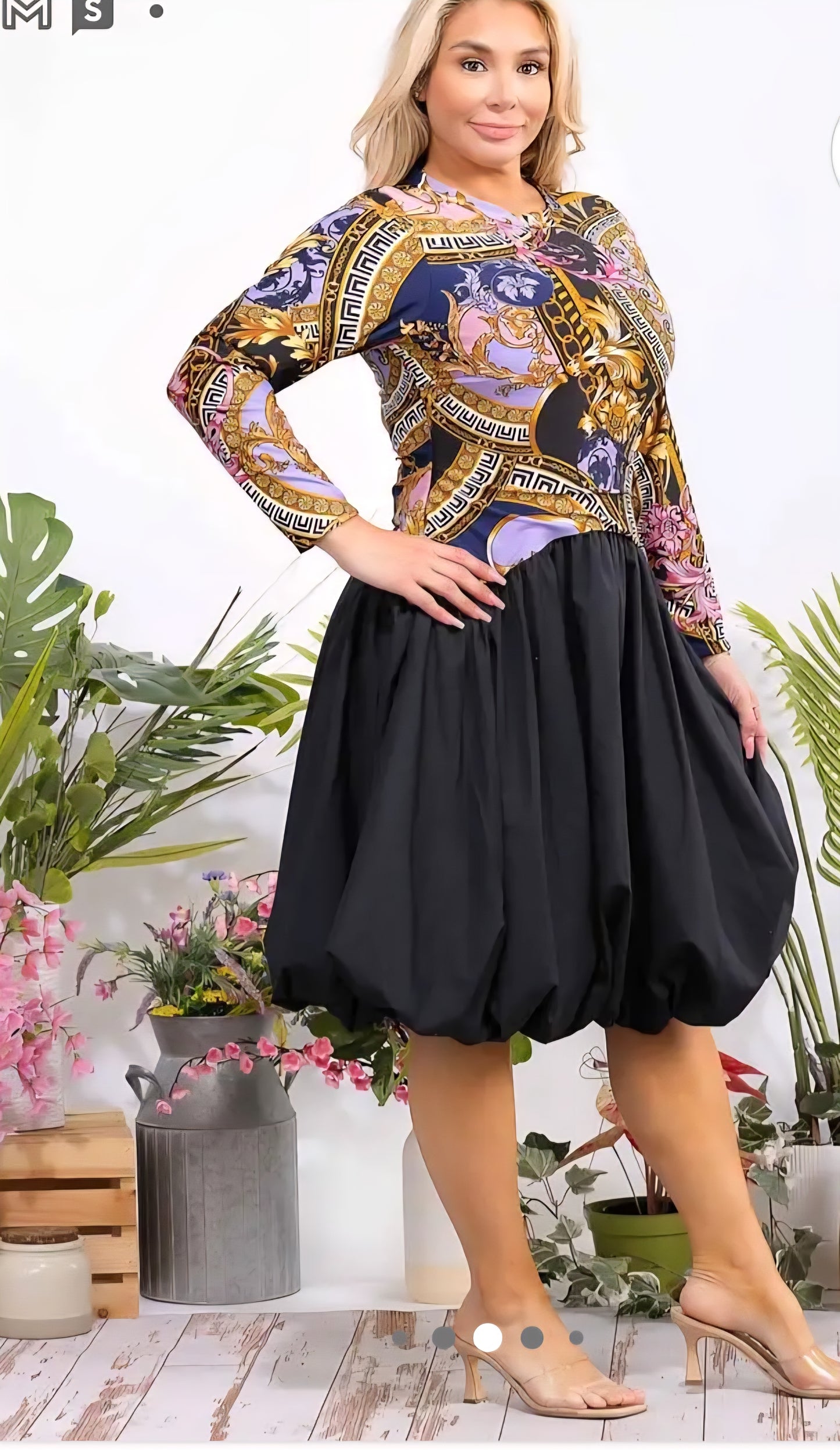 Printed Balloon Dress