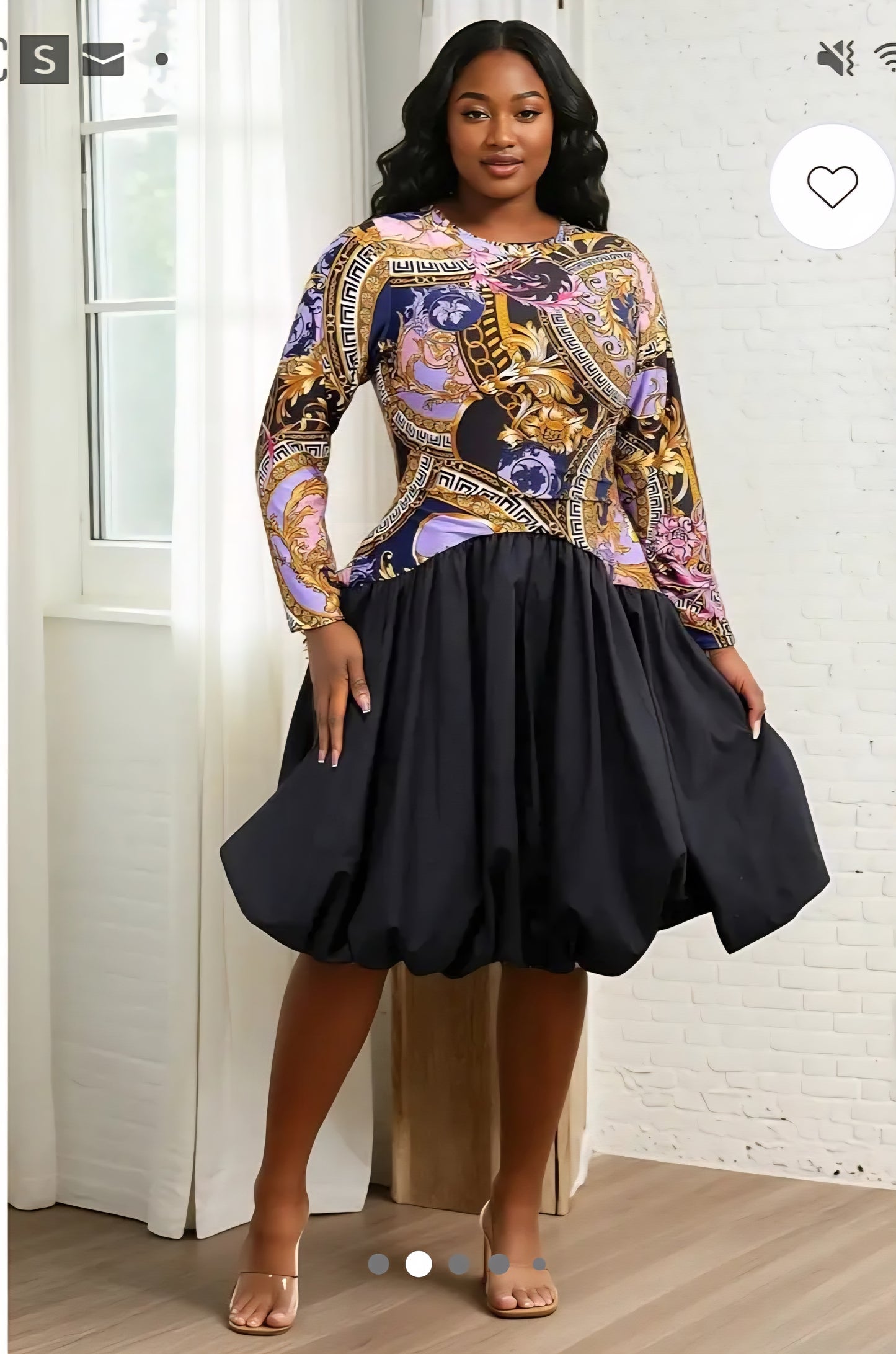 Printed Balloon Dress