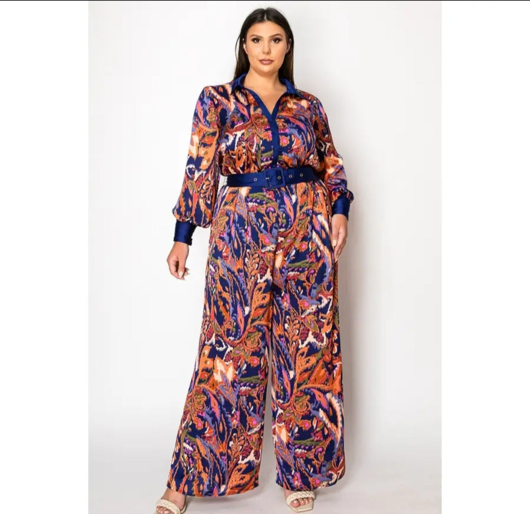 Collard Long Sleeve Jumpsuit